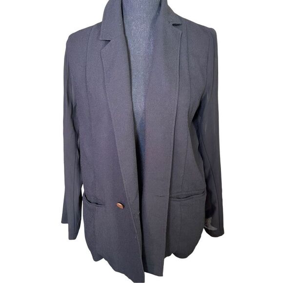 Sophie Rue Black Blazer with Single Button Closure and Sheer Back Sz Large - Picture 1 of 9
